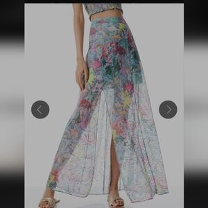 Alice + Olivia Multicolor Sheer Maxi Skirt